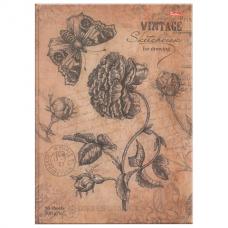Скетчбук (блокнот для эскизов), белая бумага, А4, 100 г/м2, 80 л., 7БЦ, 'Vintage flower', A255247