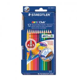 Карандаши цветные акварельные STAEDTLER (Германия) 'Noris club',12 цветов + кисть, европодвес, 144 10NC12