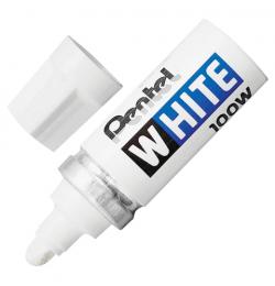 Маркер-краска лаковый PENTEL (Япония) WHITE, 6,5 мм, БЕЛЫЙ, алюминиевый корпус, длина письма 1200 м, X100W