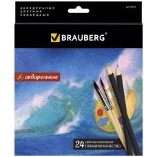 Карандаши цветные акварельные BRAUBERG 'Artist line', 24 цвета, заточенные, высшее качество, 180570