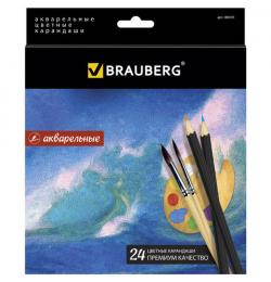 Карандаши цветные акварельные BRAUBERG 'Artist line', 24 цвета, заточенные, высшее качество, 180570