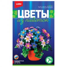 Набор для плетения из пайеток 'Разноцветные герберы', 21х14 см, бисер, пайетки, проволока, LORI, Цв-002