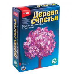 Набор для плетения ДЕРЕВО СЧАСТЬЯ 'Сакура', бисер, пайетки, проволока, пряжа, гипс, LORI, Дер-013