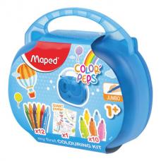 Набор для творчества MAPED 'Color'Peps Jumbo', 10 фломастеров, 12 утолщенных восковых мелков, раскраска, пластиковый пенал, 897416