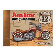 Альбом для рисования, А4, 32 л., гребень, обложка картон, BRAUBERG ЭКО, 'Мотоциклы', 105073