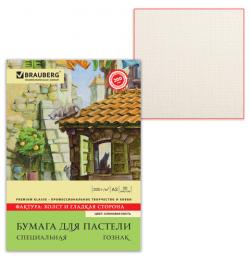 Папка для пастели А3, 297х420 мм, 20 л., BRAUBERG, тонированная бумага (слоновая кость), ГОЗНАК, 'Холст', 200 г/м2, 126305