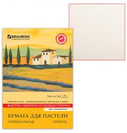 Папка для пастели А3, 297х420 мм, 20 л., BRAUBERG, тонированная бумага (слоновая кость), ГОЗНАК, 'Скорлупа', 200 г/м2, 126304