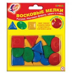 Восковые мелки ЛУЧ 'Кроха', НАБОР 16 шт. (4 цвета х 4 шт.), геометрические фигуры, блистер, 25С 1514-08