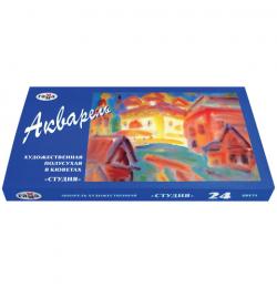 Краски акварельные художественные ГАММА 'Студия', 24 цвета, кювета 2,5 мл, картонная коробка, 215001