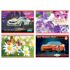 Альбом для рисования, А4, 40 л., обложка офсет, АППЛИКА 'Автомобили/Цветы', С1184