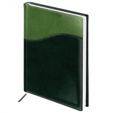 Ежедневник недатированный А5 (138х213 мм) BRAUBERG "Bond", под комбинированную кожу с волной, 160 л., зеленый/салатовый, 126219