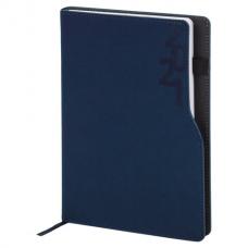 Ежедневник датированный 2021 А5 (138х213 мм) BRAUBERG "Up", кожзам, софт-тач, держатель для ручки, синий, 111466