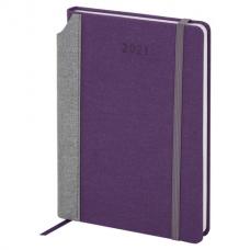 Ежедневник датированный 2021 А5 (138х213 мм) BRAUBERG "Mosaic", кожзам, карман для ручки, фиолетовый, 111463
