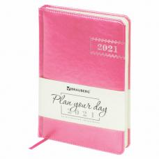 Ежедневник датированный 2021 А5 (138х213 мм) BRAUBERG "Imperial", кожзам, розовый, 111376