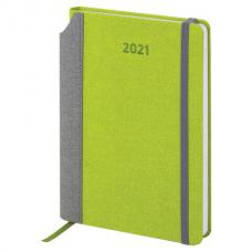 Ежедневник датированный 2021 А5 (138х213 мм) BRAUBERG "Mosaic", кожзам, карман для ручки, зеленый, 111461