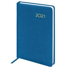 Ежедневник датированный 2021 А5 (138х213 мм) BRAUBERG "Select", балакрон, голубой, 111404