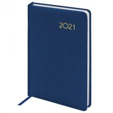 Ежедневник датированный 2021 А5 (138х213 мм) BRAUBERG "Select", балакрон, темно-синий, 111399