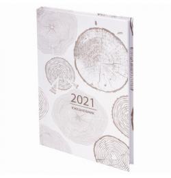 Ежедневник датированный 2021 (145х215 мм), А5, STAFF, ламинированная обложка, "Узоры Дерева", 111818