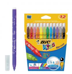 Фломастеры BIC 'Kid Couleur', 12 цвета, суперсмываемые, вентилируемый колпачок, европодвес, 841798