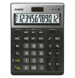 Калькулятор настольный CASIO GR-120-W (210х155 мм), 12 разрядов, двойное питание, черный, МЕТАЛЛИЧЕСКАЯ ВЕРХЯЯ ПАНЕЛЬ, GR-120-W-EP