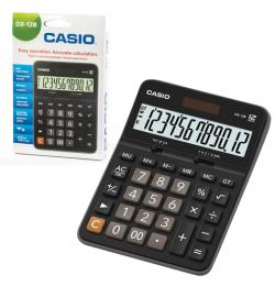 Калькулятор настольный CASIO DX-12B-W (175х129 мм), 12 разрядов, двойное питание, черный, DX-12B-W-EC