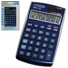 Калькулятор карманный CITIZEN CPC-112BLWB (120х72 мм) 12 разрядов, двойное питание, СИНИЙ