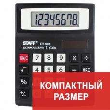 Калькулятор настольный STAFF STF-8008, КОМПАКТНЫЙ (113х87 мм), 8 разрядов, двойное питание, блистер, 250207