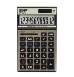 Калькулятор настольный металлический STAFF STF-7712-GOLD (179х107 мм), 12 разрядов, двойное питание, блистер, 250306
