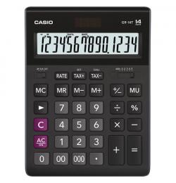 Калькулятор настольный CASIO GR-14T-W (210х155 мм), 14 разрядов, двойное питание, черный, GR-14T-W-EP