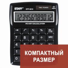 Калькулятор настольный STAFF STF-3012, КОМПАКТНЫЙ (141х107 мм), 12 разрядов, двойное питание, КОМПЬЮТЕРНЫЕ КЛАВИШИ, 250288