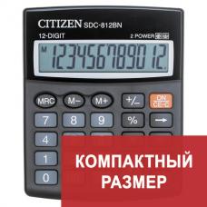 Калькулятор настольный CITIZEN SDC-812BN, МАЛЫЙ (124x102 мм), 12 разрядов, двойное питание