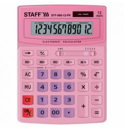 Калькулятор настольный STAFF STF-888-12-PK (200х150 мм) 12 разрядов, двойное питание, РОЗОВЫЙ, 250452