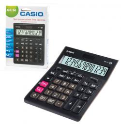 Калькулятор настольный CASIO GR-14-W (209х155 мм), 14 разрядов, двойное питание, черный, европодвес, GR-14-W-EP