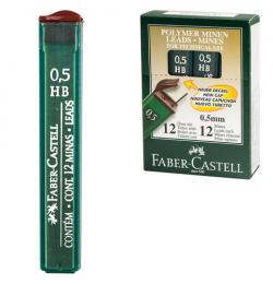 Грифели запасные FABER-CASTELL, КОМПЛЕКТ 12 шт., HB, полимерный, 0,5 мм, FCOF9125_НВ