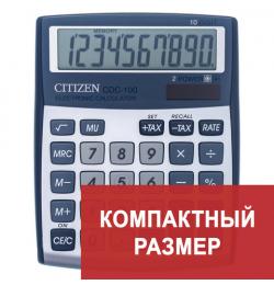 Калькулятор настольный CITIZEN CDC-100WB, МАЛЫЙ (135x109 мм), 10 разрядов, двойное питание