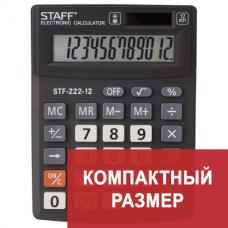 Калькулятор настольный STAFF PLUS STF-222, КОМПАКТНЫЙ (138x103 мм), 12 разрядов, двойное питание, 250420