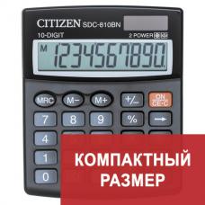 Калькулятор настольный CITIZEN SDC-810NR, КОМПАКТНЫЙ (124x102 мм), 10 разрядов, двойное питание