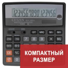 Калькулятор настольный CITIZEN SDC-660II, МАЛЫЙ (159x156 мм), 16 разрядов, двойное питание