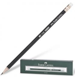 Карандаш чернографитный FABER-CASTELL, 1 шт., '1112', НВ, с резинкой, корпус черный, заточенный, FC111200