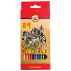 Карандаши цветные KOH-I-NOOR 'Animals', 24 цвета, грифель 2,8 мм, заточенные, европодвес, 3554024008KSRU