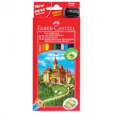 Карандаши цветные FABER-CASTELL 'ECO Замок', 12 цв., с точилкой, картонная упаковка с европодвесом, 120112