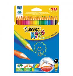 Карандаши цветные BIC 'Kids ECOlutions Evolution', 18 цветов, пластиковые, заточенные, европодвес, 937513