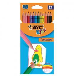 Карандаши цветные BIC 'Tropicolors', 12 цветов, пластиковые, заточенные, европодвес, 8325666