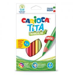 Карандаши цветные утолщенные CARIOCA 'Tita Triangular Maxi', 12 цветов, пластиковые, трехгранные, 5 мм, 42791