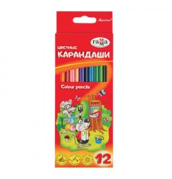 Карандаши цветные ГАММА 'Мультики', 12 цветов, заточенные, трехгранные, картонная упаковка, 050918_07