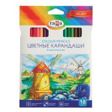 Карандаши цветные ГАММА 'Классические', 18 цветов, заточенные, шестигранные, картонная упаковка, 050918_03