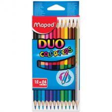 Карандаши цветные MAPED (Франция) 'Color Pep's', 24 цвета, трехгранные, из липы, двусторонние, 829600