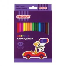 Карандаши цветные ПИФАГОР 'Жираф', 18 цветов, пластиковые, классические заточенные, 181251