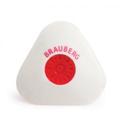 Резинка стирательная BRAUBERG 'Energy', треугольная, пластиковый держатель, 10х45х45 мм, белая, 222473