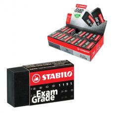 Резинка стирательная STABILO 'Exam Grade', прямоугольная, 40х22х11 мм, черная, в картонном держателе, 119136E